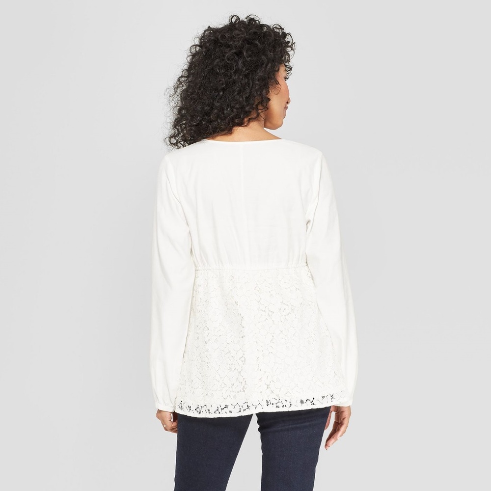 New ISABEL MATERNITY Long Sleeve Lace Babydoll Top - Picture 2 of 8